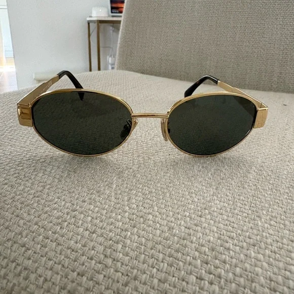 Celine Gold Oval Sunglasses Like New - Picture 9 of 16